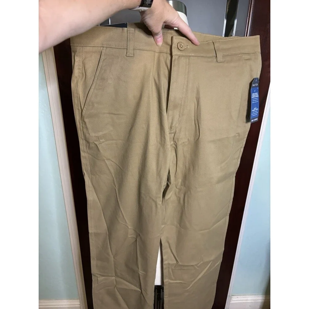 New Nautica Khaki Mens Straight Leg 32x32 Uniform Approved Retail $44 #050